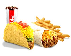 1 serving (13.2 oz) Two Crisp Beef Tacos Combo Meal (with Regular Mexi-Fries)