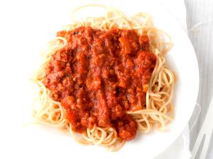 1 serving (14.3 g) Spaghetti with Meat Sauce (Small)