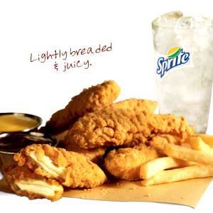 1 serving (310 g) Homestyle Chicken Strips Meal (3 Piece)