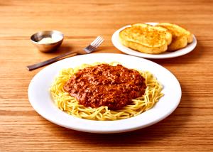 1 serving (602 g) Spaghetti Plate with 2 Pieces Garlic Bread