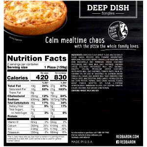 1 Serving 9 Servings Per 24 Oz Package Cheese Pizza (Frozen, Cooked)