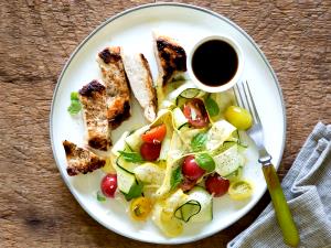 1 serving Balsamic Chicken w/ Summer Squash & Garlic Broccoli Mash (Boost)