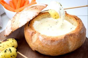 1 Serving Caribbean Cheese Fondue With Bread Bowl