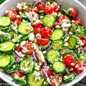 1 Serving Cucumber, Tomato, Feta, Olive, And Red Onion Salad - Special Request No Dressing