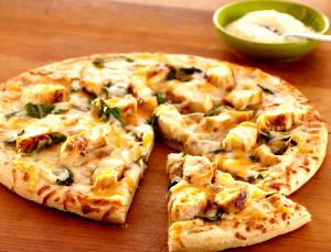 1 Serving Fire-Baked Thin Crust Pizza - Herb Garlic Chicken