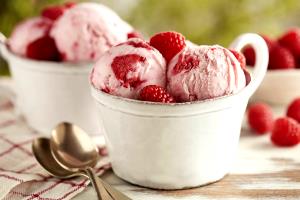 1 Serving Non Fat Red Raspberry Swirl Yogurt - Single Scoop Ice Cream