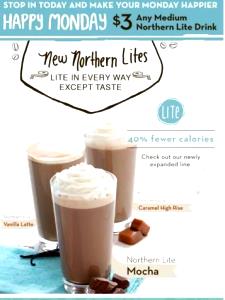 1 Serving Northern Lite Vanilla Cooler, Small W/ Whip