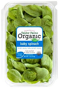 1 Serving Organic Baby Spinach, Clamshell