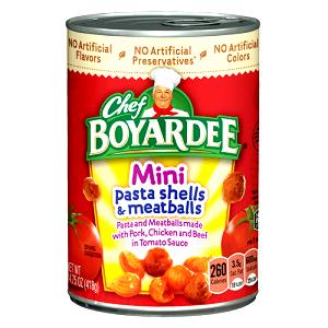 1 Serving Pasta & Mini Meatballs, Canned