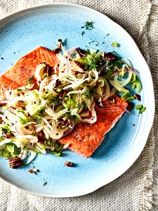 1 Serving Salmon Tataki Salad - Special Request Less Pecans