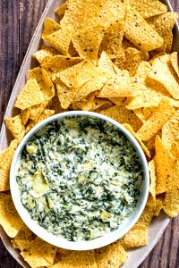 1 Serving Spinach And Artichoke Dip, Tortilla Chips