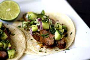 1 Serving Steak Tacos With Cucumber Avocado Salsa