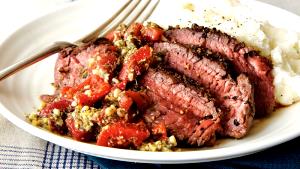 1 serving Steaks with Roasted Red Pepper & Herb Butter