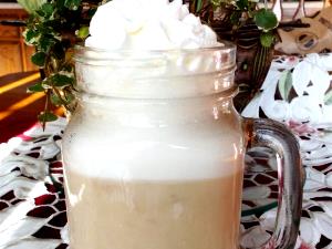 1 Serving Sugar Free White Chocolate Mocha With Whip - Soy Milk - 12 Oz.