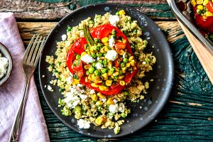 1 serving Summer Succotash Stuffed Peppers with Quinoa