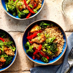 1 Serving Teriyaki Bowl Dark Chicken - Lrg - Brown Rice