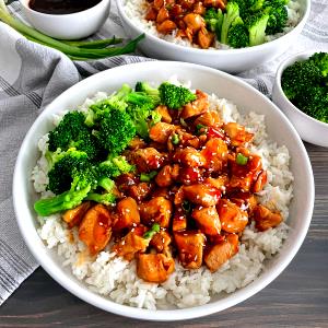 1 Serving Teriyaki Bowl Dark Chicken & Steak - Lrg - Brown Rice