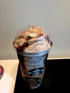 1 Serving Venti - Mint Mocha Chip Frappuccino Blended Coffee With Chocolate Whipped Cream - No Whip - Nonfat Milk