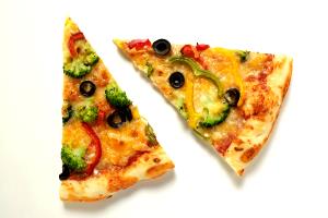 1 slice (167 g) By The Slice Vegetable Medley Pizza