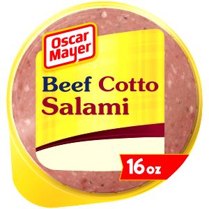 1 Slice (4" Dia X 1/8" Thick) (10 Per 8 Oz Package) Beef and Pork Salami (Cooked)