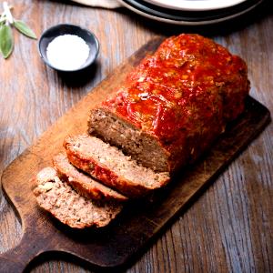 1 Small Or Thin Slice Meat Loaf with Beef and Pork in Tomato-Based Sauce