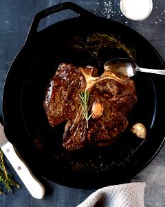 1 T-bone Steak (yield After Cooking, Bone Removed) Fried Beef Steak