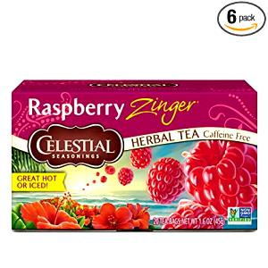 1 tea bag (2 g) Raspberry Zinger Herbal Tea