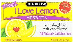 1 tea bag (8 oz) I Love Lemon Herb Tea