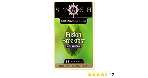 1 tea bag Fusion Breakfast Green & Black Tea