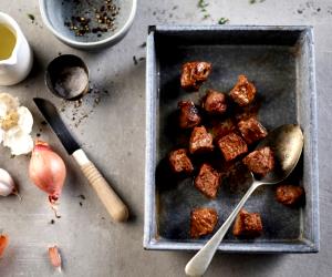 1 Total Recipe Browning Beef Cubes (Well Done)