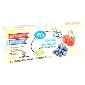 1 tube (64 g) Lowfat Yogurt Tubes - Blueberry or Strawberry