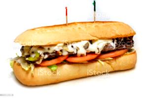 100 G Steak and Cheese Submarine Sandwich with Lettuce and Tomato