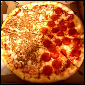 147 Grams Pizza, Half & Half, Pepperoni/Sausage