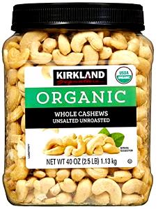 15 pieces (28 g) Organic Whole Cashews Unsalted Unroasted