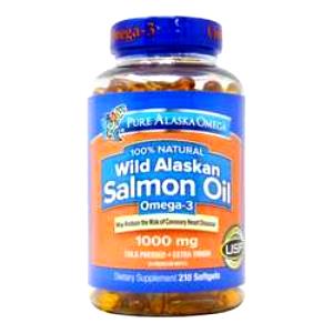 2 softgels (2 g) 100% Natural Wild Alaskan Salmon Oil Omega-3