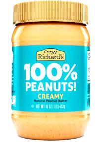 2 Tbsp Peanut Butter, 100% Natural, Creamy