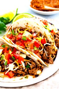 2 tortillas made with lean ground beef Hard & Soft Shell Taco Dinner Kit prepared with Beef