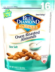 24 almonds (1 oz) Natural Oven Roasted Almonds - No Salt