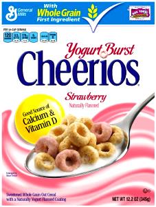 3/4 Cup Yogurt Burst Cheerios Cereal With Milk, Strawberry