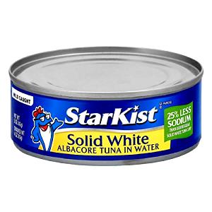 3 Oz White Tuna Fish (Drained Solids In Water, Without Salt, Canned)