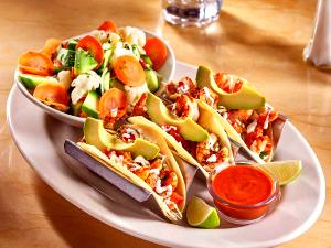 3 tacos Skinnylicious Shrimp Soft Tacos