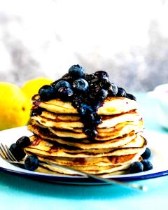 4 pancakes Blueberry Lemonade Pancakes