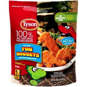 4 pieces (77 g) 100% All Natural Fully Cooked Fun Nuggets Breaded Shaped Chicken Patties