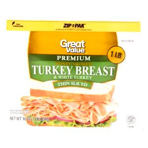 4 slices (50 g) Premium Thin Sliced Honey Smoked Turkey Breast & White Turkey