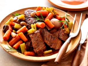 5 oz meat with 2.5 oz potatoes (212 g) Braised Beef Pot Roast & Gravy