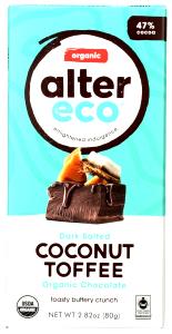 5 sections (1/2 bar) (40 g) Dark Coconut Toffee Organic Chocolate