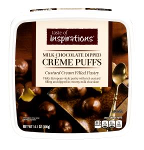 6 creme puffs (80 g) Milk Chocolate Dipped Creme Puffs