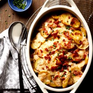 60 Grams Potatoes, Cheesy Bacon Scalloped