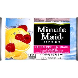 8 Oz Minute Maid, Raspberry Lemonade, Frozen Carbonated Beverage